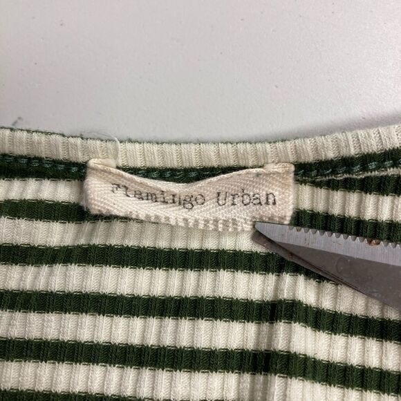 FLAMINGO URBAN,Green & Ivory striped dress, Sz L - Picture 4 of 9
